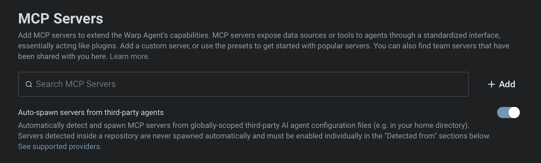 Toggle to auto-spawn global file-based MCP servers